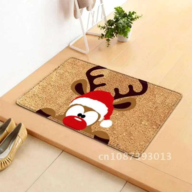 

2021 Home Christmas Decoration Santa Ornament Indoor Carpet Doormat Cobblestone Bath Mat Floor Rugs for Bathroom