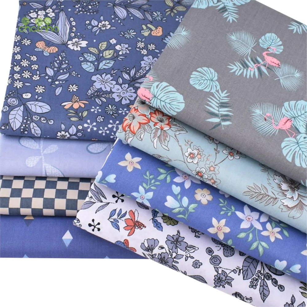 Chainho,Printed Twill Weave Cotton Fabric,DIY Sewing Quilting Material,Patchwork Cloth,8 Designs Floral Series,2 Sizes,15C245