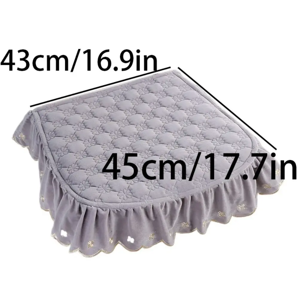 43x45cm Pastoral Style Dining Chair Cushion Non-Slip Breathable Velvet Square Chair Pad Soft Anti-dirty Dormitory Chair Cushion