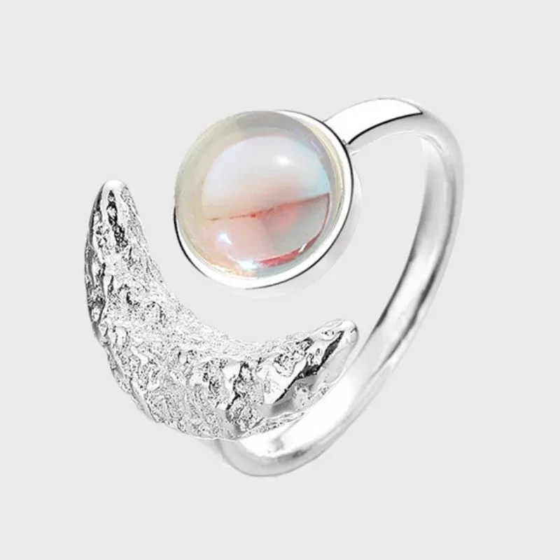 Adjustable Open Natural Moonstone Rings For Women Dating Fine Gothic Style Party Jewelry Teens Cool Gift Fit Valentines Day finger rings,fashion rings,fashion ring,crystal rings,stone rings