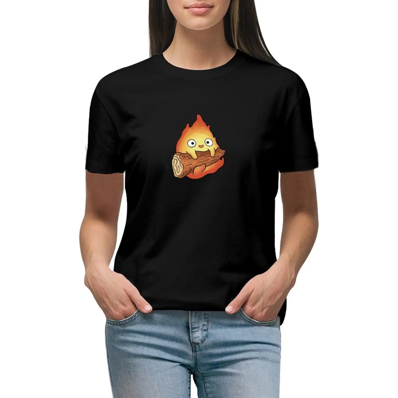 

Calcifer T-shirt kawaii clothes cute tops Blouse Women's cotton t-shirt