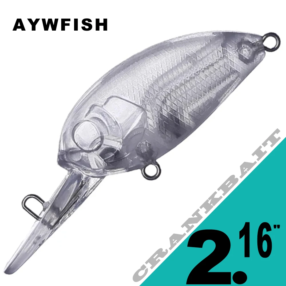 

AYWFISH 15PCS / Lot 5.5CM 3.8G Unpainted DIY Crankbait Medium Diver Rattles Hard Plastic Body Blanks Mini Crank Fishing Wobblers