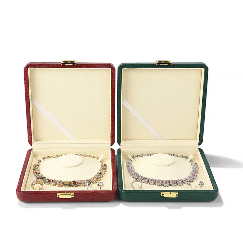 

High grade jewelry box, leather pearl necklace storage box, ring earring necklace, multifunctional jewelry box