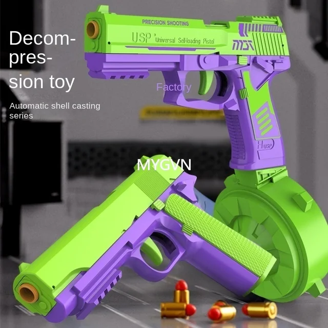 USP Children Carrot Soft Bullet Gun1911 Automatic Reloading Drum Manual Burst Eject The Shell Model Gun Toy Child Adult Birthday 4