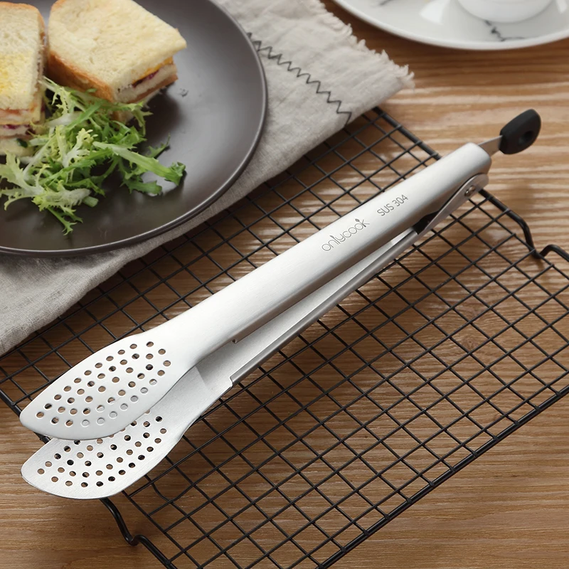 Stainless Steel Kitchen Tongs Portable Retractable Meal clip For Cooking Baking BBQ Meat Salad Food Kitchen Utensils