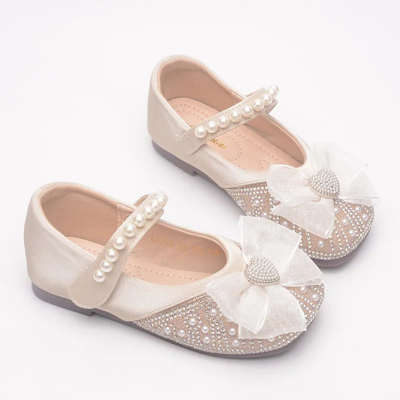 Four Seasons 1-12 years old girls dress shoes Beauty Pointed Toe Teen Girl Leather Shoes Bling Princess Wedding Shoes 3