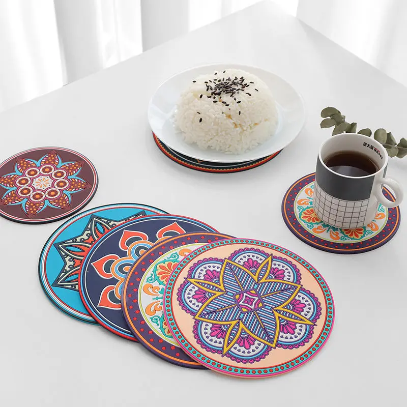 

Vintage Creative Silicone Tea Coffee Cup Mat Insulation Placemats for Table Food Mat Coaster Kitchen Accessorie
