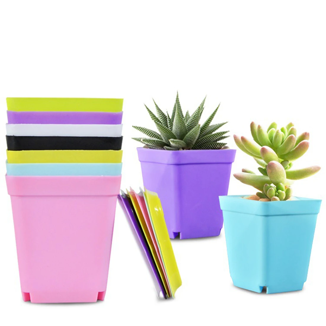 

1PC Colorful Multi Square Nursery Flower Pot Plastic Nursery Pot Plant Seeds Nursery Box Transplant Flower Tray For Home Garden