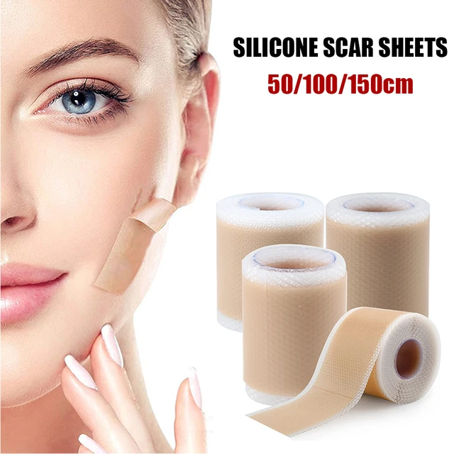 Silicone Scar Sheets(1.6”X120”Roll-3M)Silicone Scar Tape,Reusable Medical  Scar Removal ScarPatch for C-Section,Surgery,Burn,Acne