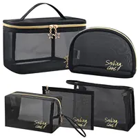 Travel Cosmetic Bag Transparent Mesh Pouch Double Layer Makeup Handbag Women'S Portable Travel Bag Toiletries Kit Organizer 1