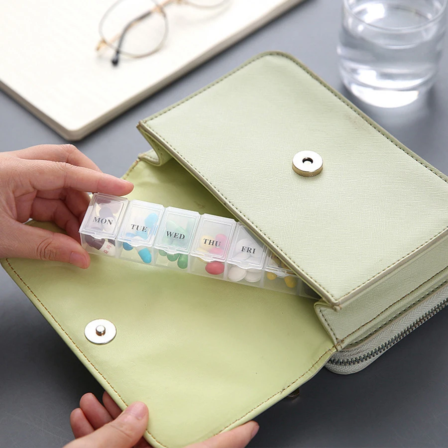 7 Days Weekly Pill Box Colorful Tablet Holder Storage Case For Medicine Button Open Drug Container Mini Box Pill Organizer