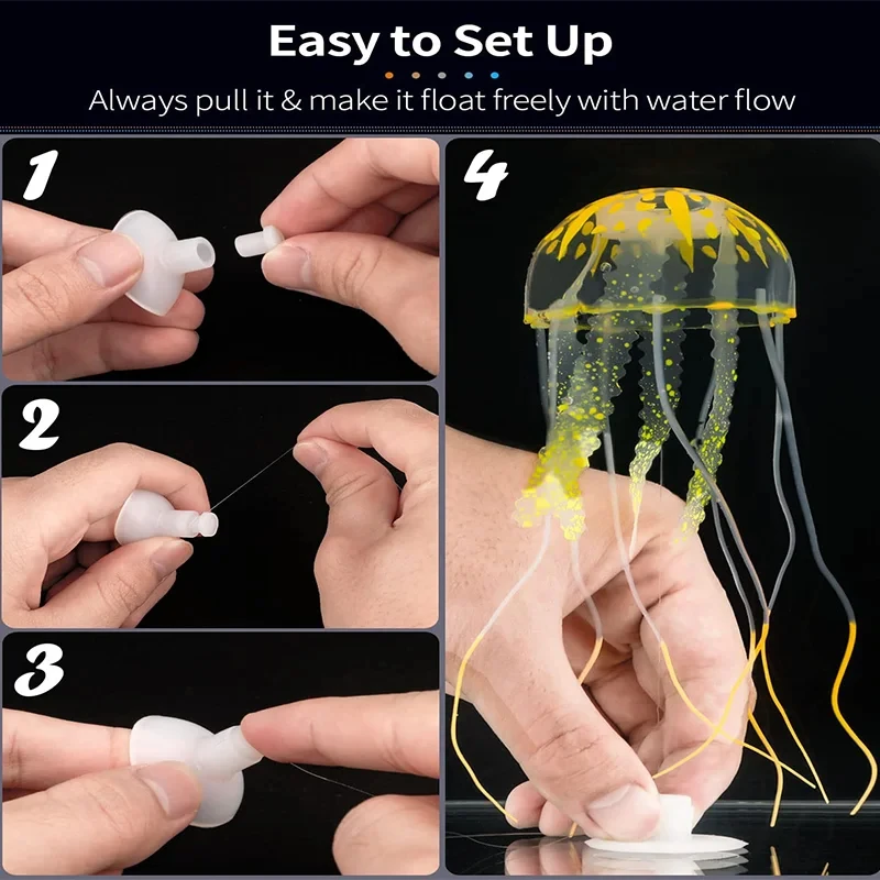 Simulated Jellyfish Fish Tank Decoration For Fish Tank Aquarium Scenery Emit Fluorescence at Night