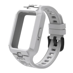 Silicone Sport Strap with Protective Case for Huawei Band 11 Pro (White)