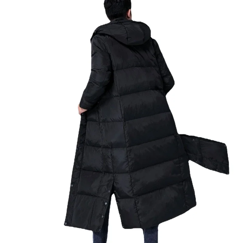 Winter Long To Ankle White Duck Down Jacket for Men and Women 2023 Thickened Warm Down Jackets Black Hooded Coat Пуховик Мужской