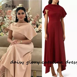 Burgundy Party Dress Light Pink Evening O Neck A Line Prom Gowns Ankle Length Saudi Arabic Women Wedding Homecoming Dresses 2024