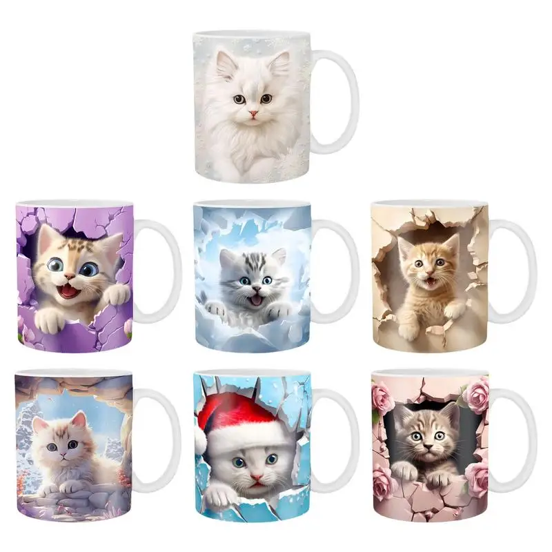 

Плоская трехмерная цветная кружка в виде милого кота, кофейная кружка в виде кошки, керамическая чайная кружка в виде кошки, забавные и креативные офисные аксессуары