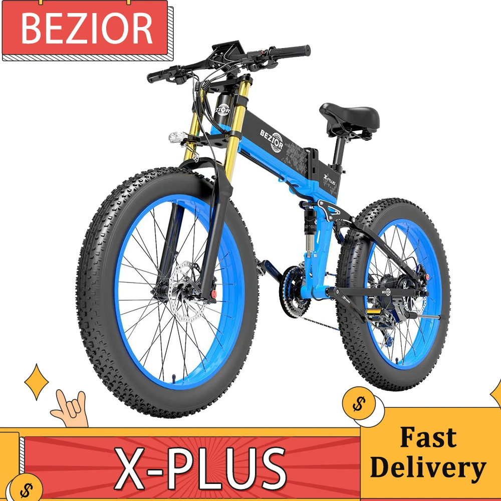 Bezior X-Plus Bici Elettrica 1500W Motore E-Bike 26*4.0 Fat Tire Mountain Bike 48V 17.5Ah Batteria 40 Km/H Velocità Massima 200Kg Carico