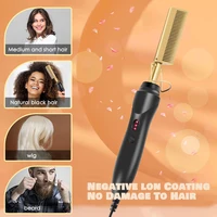 New White Hot Comb Electric Hot Comb Wet And Dry Hair Curler Comb Hot Straightening Heating Comb Iron Environmentally Gold Comb 2