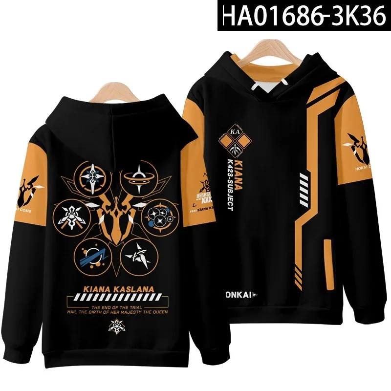 Game Honkai Impact 3rd Oversized Hoodie Women Men Hooded Sweatshirt Streetwear Harajuku Tracksuit Kiana Kaslana Cosplay Costume
