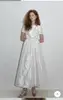OLOEY Simple A Line Taffeta Wedding Dresses Korea Photoshoot Short Sleeves Bateau Neck Ankle Length Bridal Gowns Formal Party 2