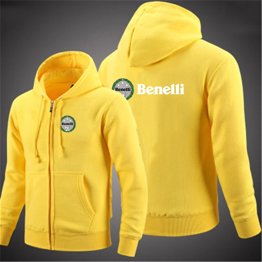 Benelli 2023 Spring Autumn New Style Men's Long Sleeve Printing Solid Color Zipper Pullover Hoodie Hooded Casual Simplicity Top 3