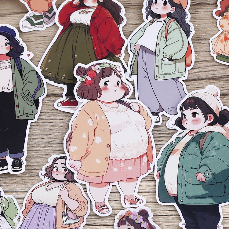 18pcs Cute Chubby Characters Stickers for Stationery Decoration Girl Stationery,Waterproof and Cute Journals and Notebooksks