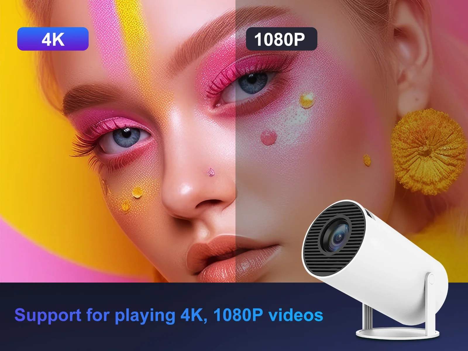 HY300Pro Projector with Screen Mirroring System US plug Hi-chip A3100 200ANSI Native 1280*720P Dual wifi Home Cinema