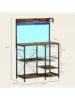 HOMCOM Bakers Racks with Power Outlet and LED Lights Coffee Bar Table for Kitchens with Storage Microwave Stand with Gla 3