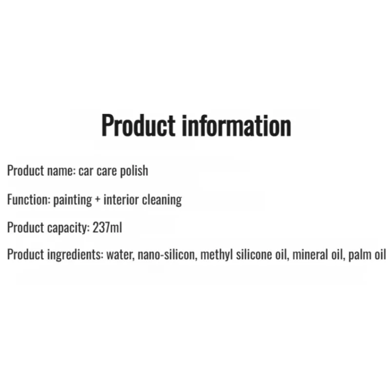 Car Care Gloss Agent Car Paint Polishing Anti-fouling Maintenance Polishing Motorcycle Cleaning and Maintenance
