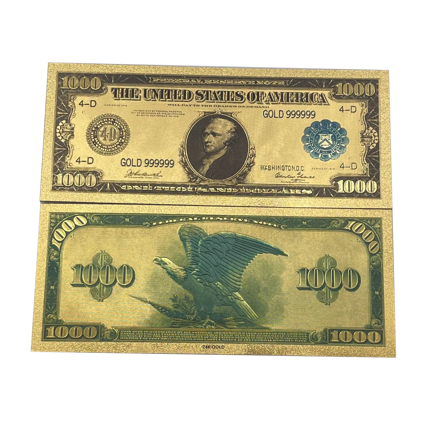 Banconota Americana Dollaro Banconota D'Oro $1000 Soldi Finti Nota In Oro 24 Carati Per Biglietti Souvenir Da Collezione