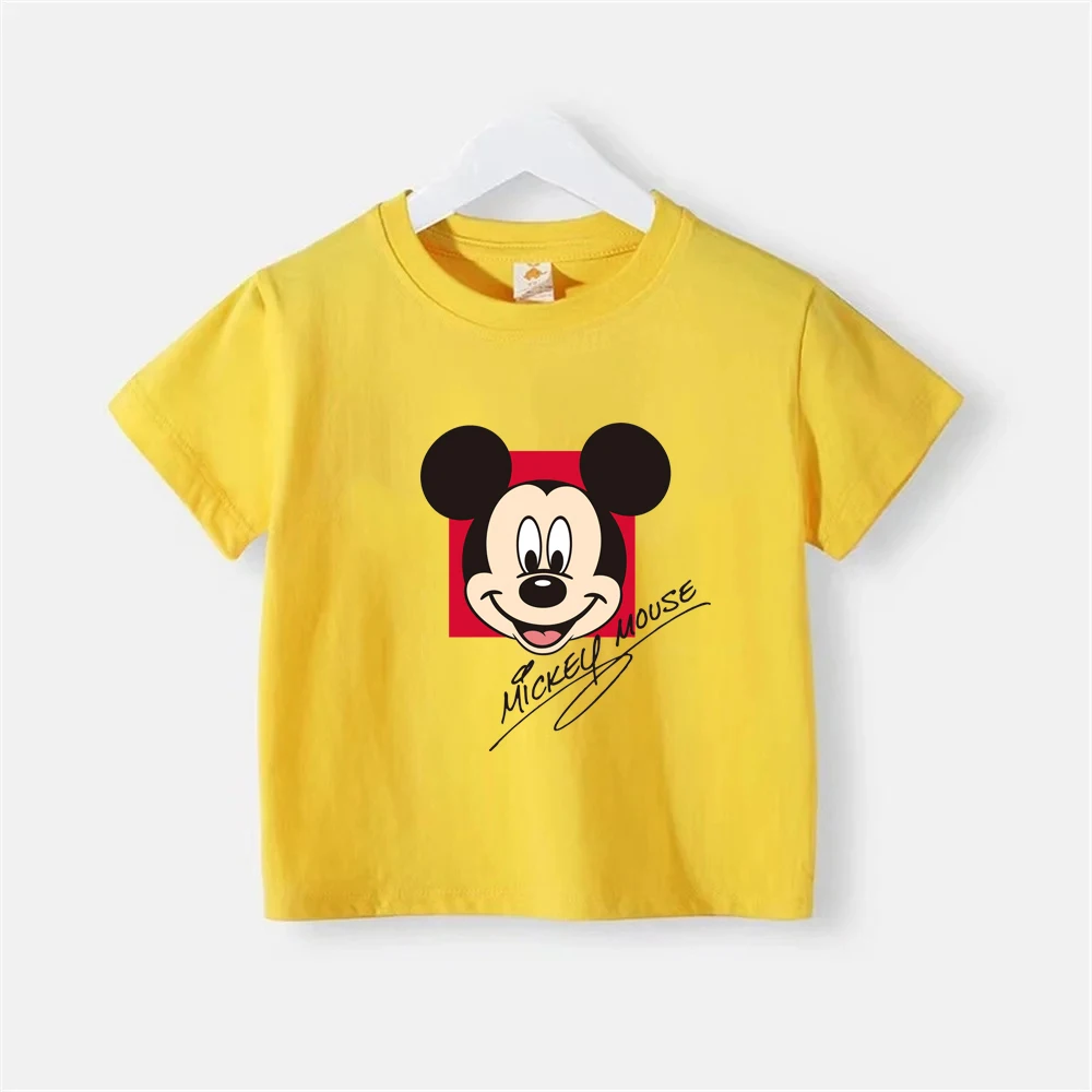 Mickey Mouse Children's Cotton Short sleeved Top Summer Children's T-shirt Boys and Girls Heart Soft Clothes Birthday Gift 5