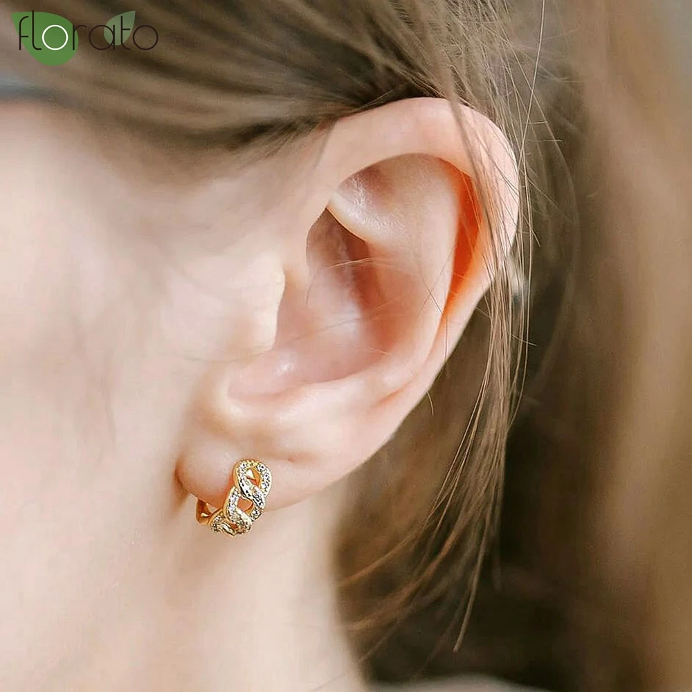 

925 Sterling Silver Needle Fashion White CZ Earrings Wedding Exquisite Small Hoop Earrings for Women Puncture Jewelry Gift
