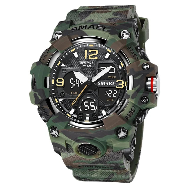 

Sport Watch Military Watch For Men Alarm Clock Stopwatch LED Digital Back Light Dual Time Display 8008 Men's Watches Waterproof