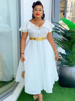 2026 Summer Short Sleeve Party Evening Dresses For Women Dress Luxury Diamond Robe Wedding Prom Gowns African Dashiki Outfits 1