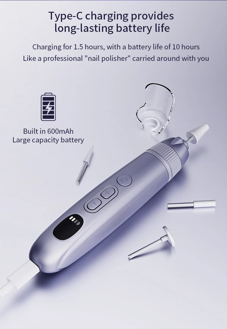 Professional Manicure Pedicure Kit Electric Nail File Set Cordless Nail Drill Ma