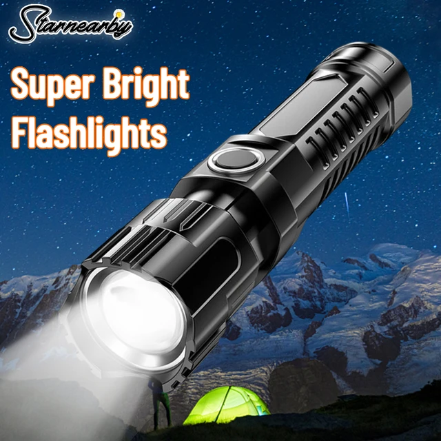 LED High Power Laser Zoom Tactical Flashlight USB Rechargeable Portable  Flash Torch Camping Fishing Strong Light Outdoor Lights - AliExpress