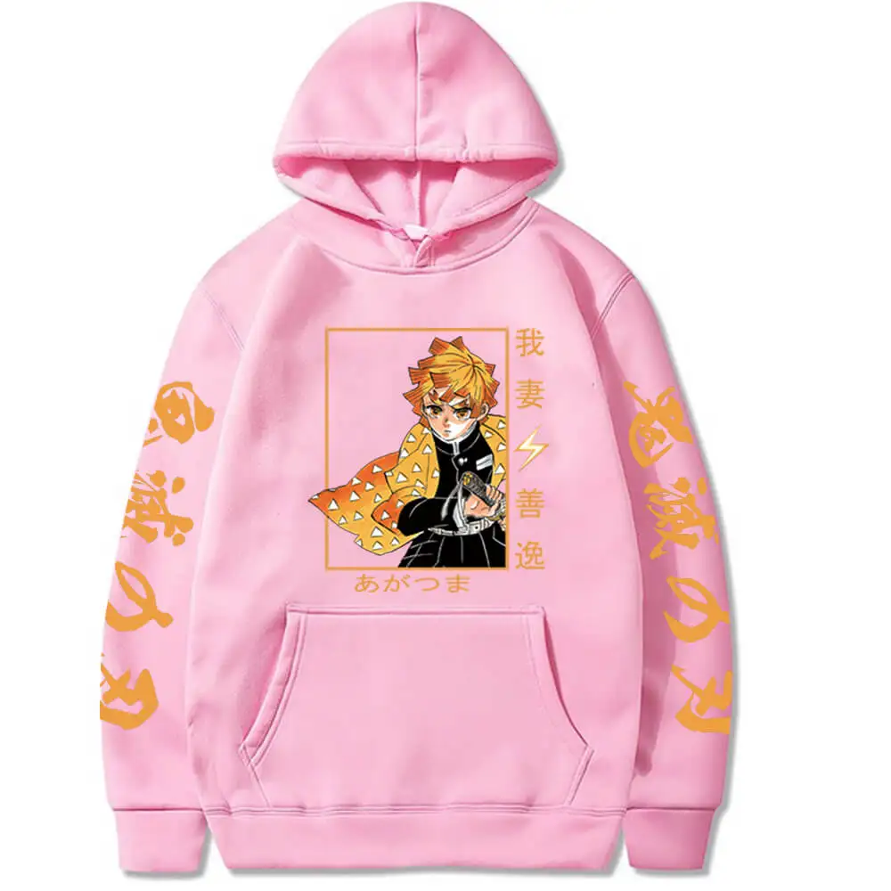 Anime Demon Slayer Hoodies Agatsuma Zenitsu Printed Women's Men's Sweatshirts Harajuku Streetwear Unisex Pullover Graphic Hoodie oversized hoodie Hoodies & Sweatshirts