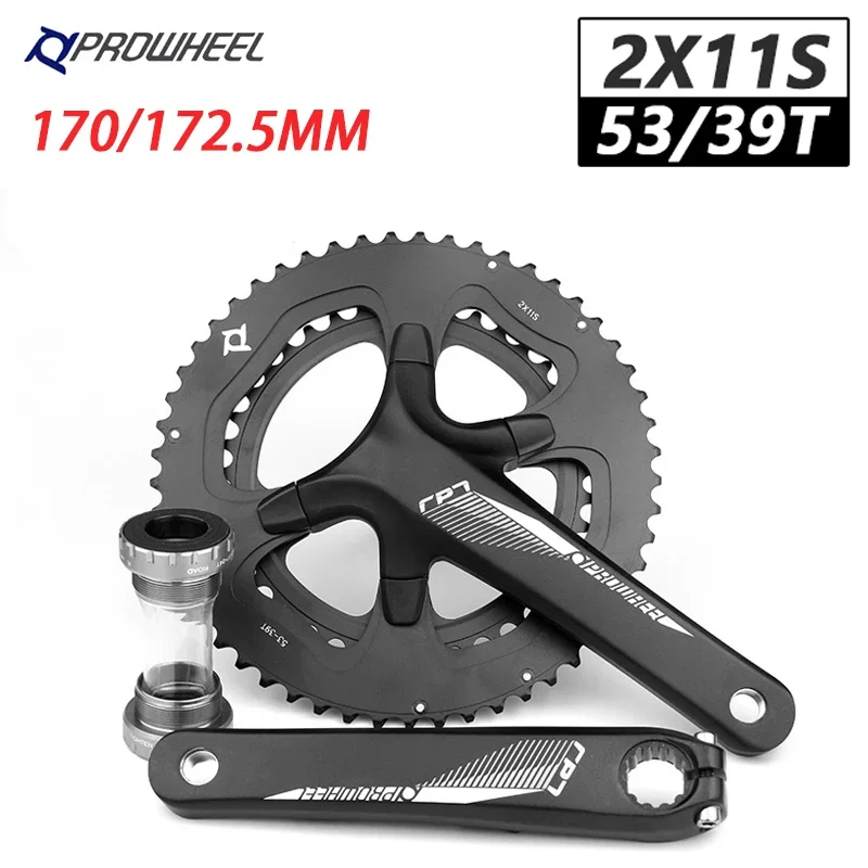 

Двойная звезда кривошипа PROWHEEL RPT721C 2x1 1 скорость 170 172,5 мм Кривошип 110BCD 53/39T с нижним кронштейном, детали для шоссейного велосипеда