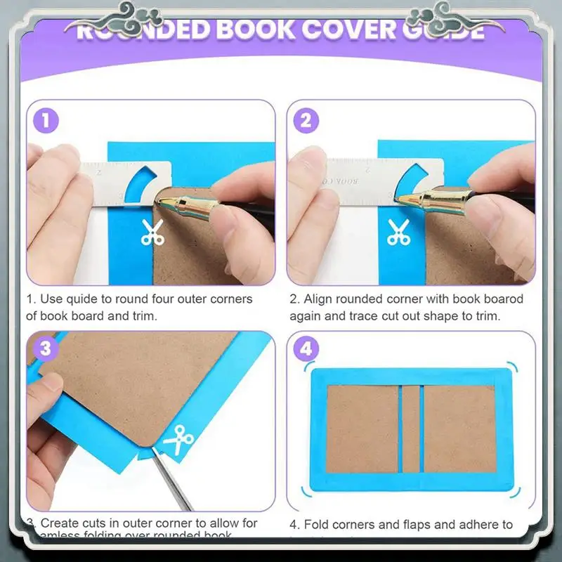 ABIJ-2X 5-In-1 책 표지 가이드, 제본 키트, 책 제본 키트 책 표지 DIY 도구를 만들기위한 책 제본 커버 도구
