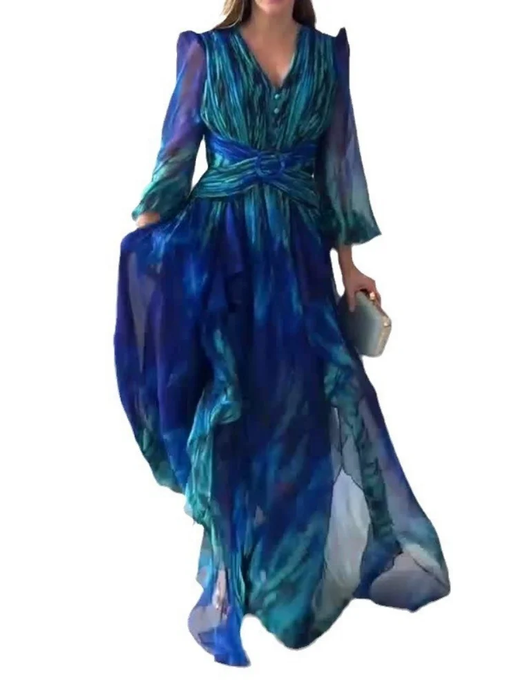 Wmstar Dress Women Wholesale A New Autumn Collection of French Retro Fashion Chiffon Long Sleeved Elegant Stylish Europe America