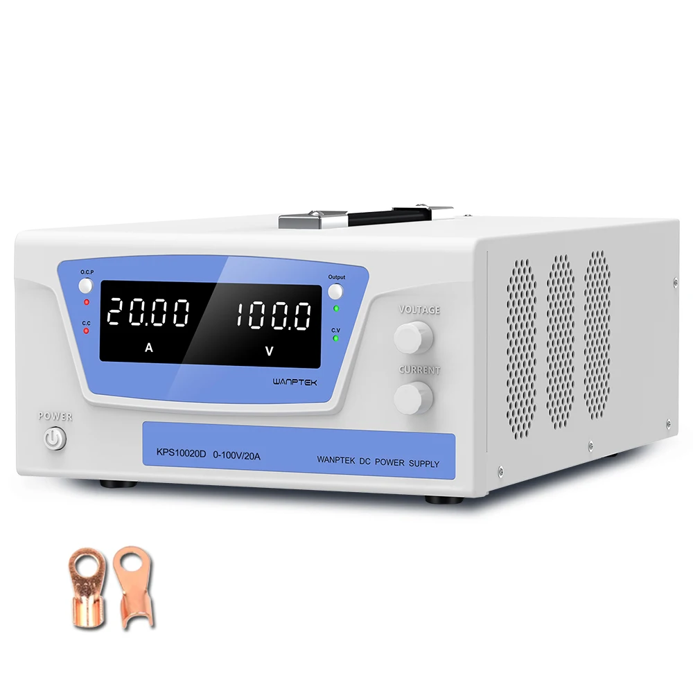 WANPTEK 100V 20A 벤치형 DC 조정 가능 전원 공급 장치, DC 전원, 실험실, 수리, 테스트, 학교, 측정, 전기도금, KPS10020D