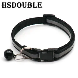 Set of 2 Reflective Adjustable Pet Collars with Bells - 12 Vibrant Colors (2X Black)