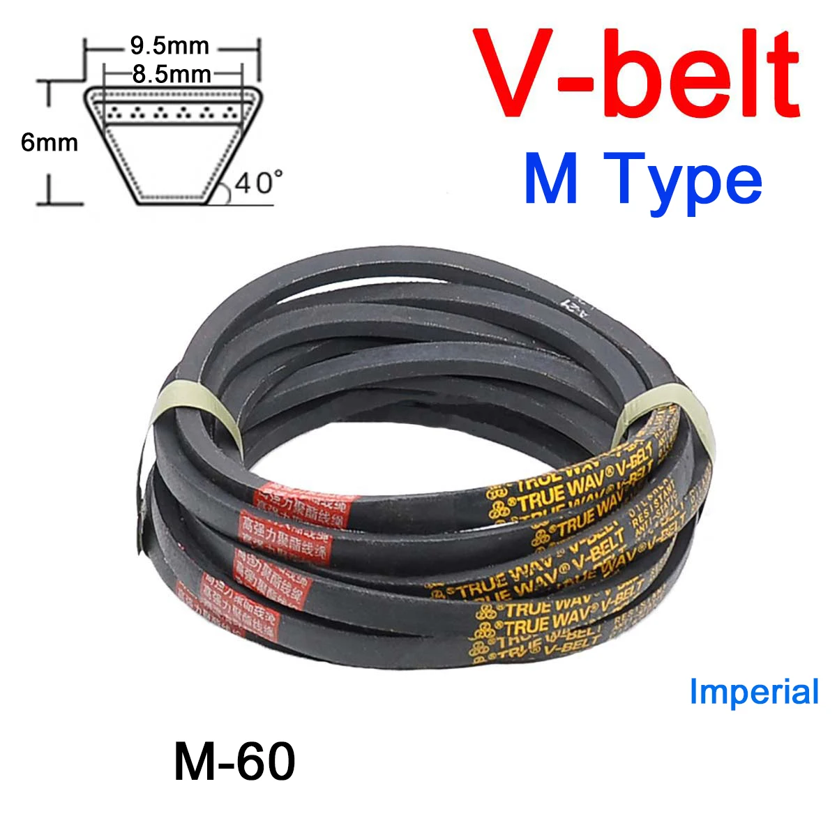 

1Pc M Type V-belt Type M-60 for Automotive Equipment, Agricultural Equipment, Household Electrical Equipment Smooth Transmission