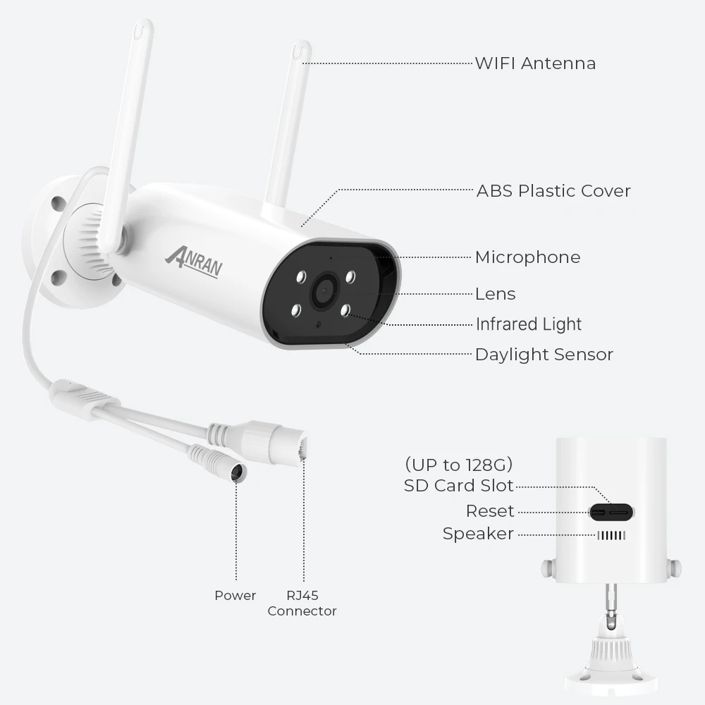 ANRAN ߿  ī޶,  ȣ, 2K  ī޶, IP66 , ߰ ð  ,  , 5MP