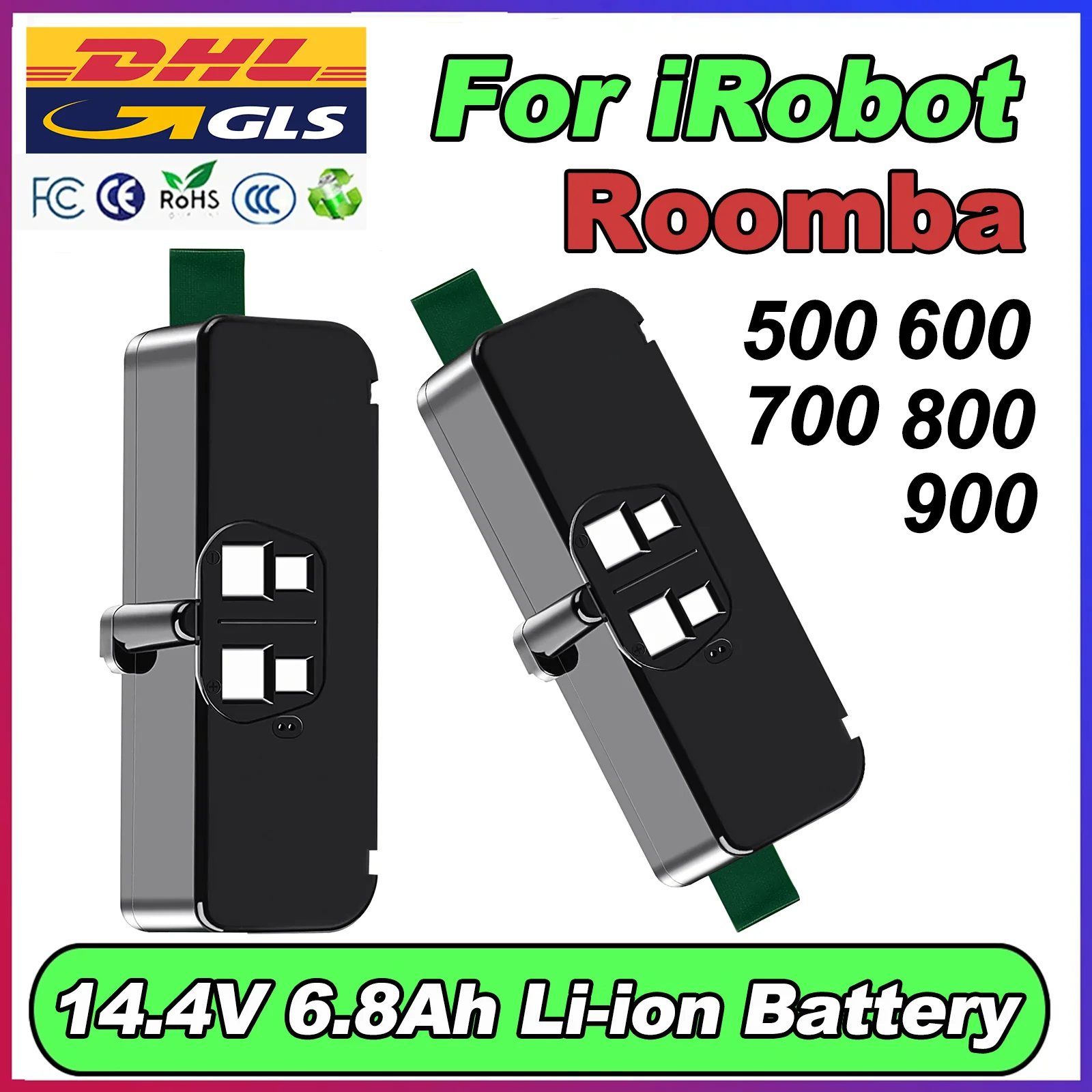 Batteria ricaricabile da 6,8 Ah per iRobot Roomba Batteria 500 550 600 620 650 760 770 800 900 14.4 V Strumenti per aspirapolvere