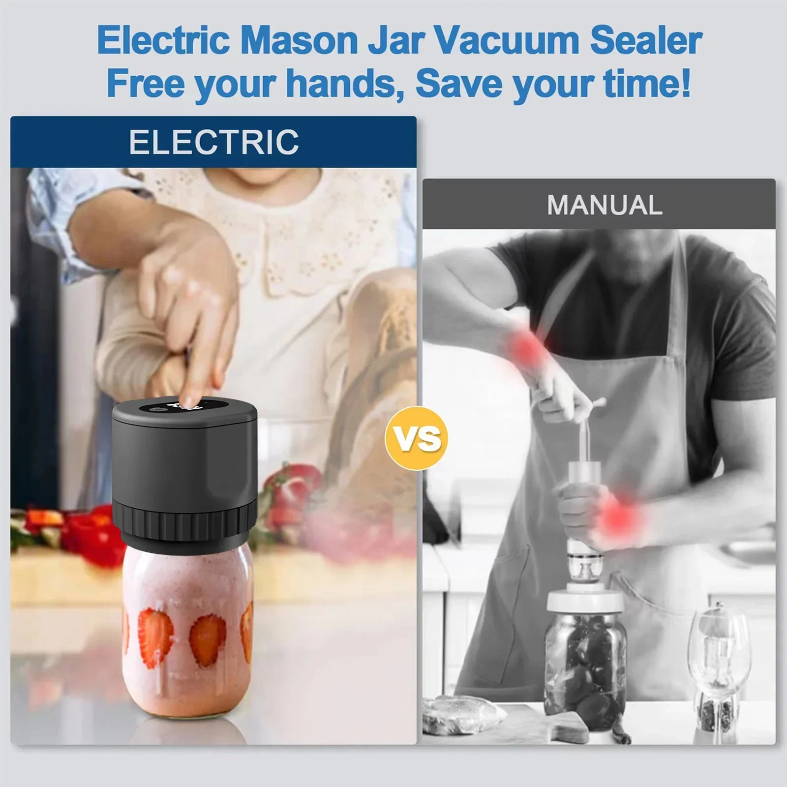 Electric Mason Jar Vacuum Sealer Kit Cordless Automatic Jar Sealer Kit Mason Lids For Food Storage Fermentation food vacuum sealer