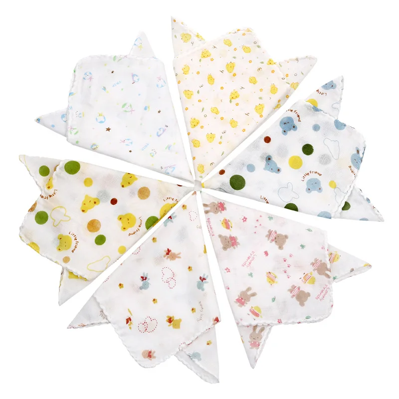1PCS Baby Saliva Towel Cartoon Print Nursing Towel Baby Boys Feeding Pure Knitted Cotton Handkerchief For Newborn