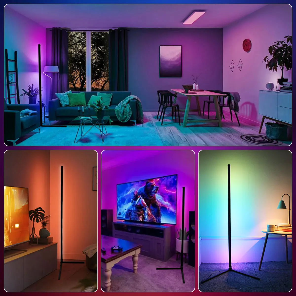 조도 조절 RGB LED 분위기 조명, 투야 와이파이 스마트 코너 플로어 램프, 침실 장식 야간 조명, 게임 거실용, 160cm