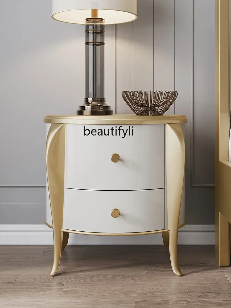 

Light Luxury Solid Wood Bedside Cabinet Bedroom and Household Complete Storage Bedside Cabinet Small Cabinet Locker