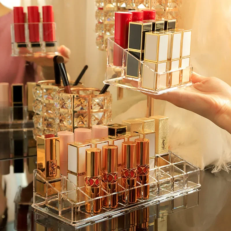 9/24/36/40 Grids Makeup Organizer Box Transparent Make Up Jewelry Holder Home Bathroom Desk Lipstick Storage Boxes Accessories 2